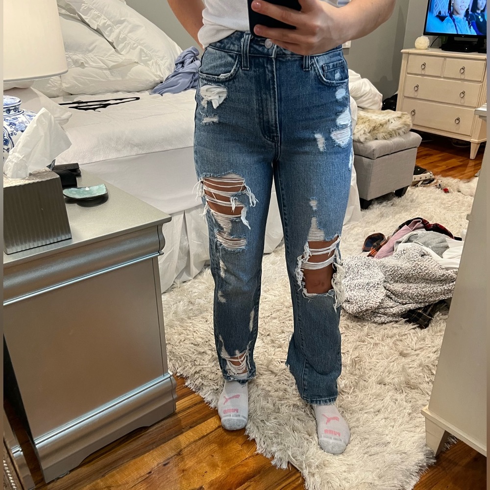 Flying monkey distressed straight leg jeans